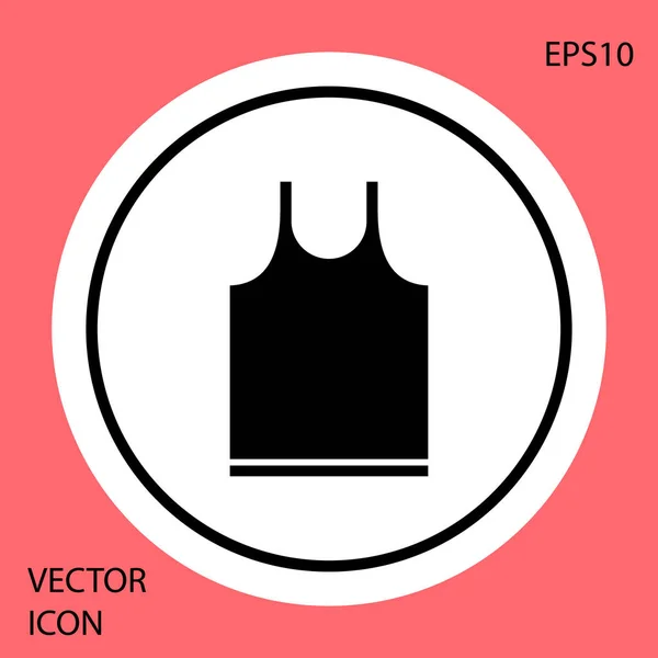 Black Sleeveless T-shirt icon isolated on red background. White circle button. Vector Illustration — 스톡 벡터