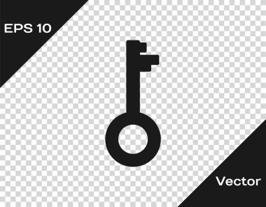 Eski gri anahtar simgesi şeffaf arkaplanda izole edildi. Vektör İllüstrasyonu