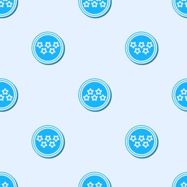 Mavi çizgi Beş yıldızlı müşteri değerlendirme simgesi gri arka planda izole edilmiş kusursuz desen. Favori, en iyi derecelendirme, ödül sembolü. Vektör İllüstrasyonu