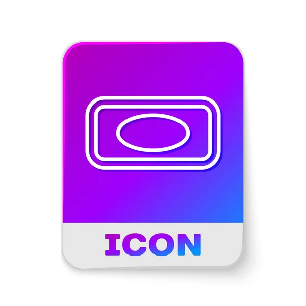 白い背景に泡のアイコンが隔離された石鹸の白い線バー。泡の石鹸バー。四角形の色ボタン。ベクターイラスト — ストックベクタ