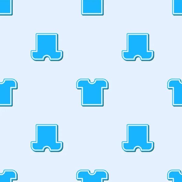 Ligne bleue T-shirt icône isolé motif sans couture sur fond gris. Illustration vectorielle — Image vectorielle