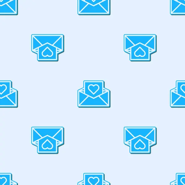 Blauer Briefumschlag mit Valentinsherz-Symbol isoliert nahtloses Muster auf grauem Hintergrund. Botschaft Liebe. Brief Liebe und Romantik. Vektorillustration — Stockvektor