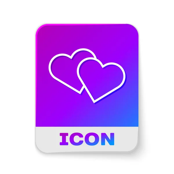 White line Heart icon isolated on white background. Romantic symbol linked, join, passion and wedding. Valentine day symbol. Rectangle color button. Vector Illustration — Stock Vector