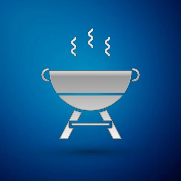 Silver Gril ikona izolované na modrém pozadí. BBQ grill party. Vektorová ilustrace — Stockový vektor