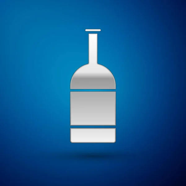 Silver Bier fles pictogram geïsoleerd op blauwe achtergrond. Vector Illustratie — Stockvector