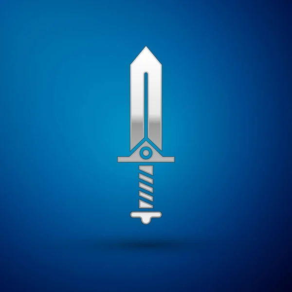 Silver Sword for game icon isolated on blue background. Vector Illustration — 스톡 벡터