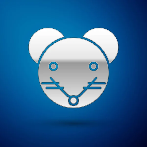 Stříbrná krysa znamení ikona izolované na modrém pozadí. Astrologická sbírka horoskopů. Vektorová ilustrace — Stockový vektor