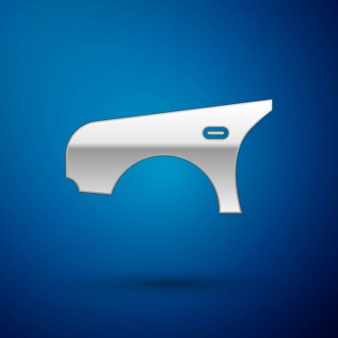 Mavi arka planda gümüş renkli araba tamponu ikonu var. Vektör İllüstrasyonu