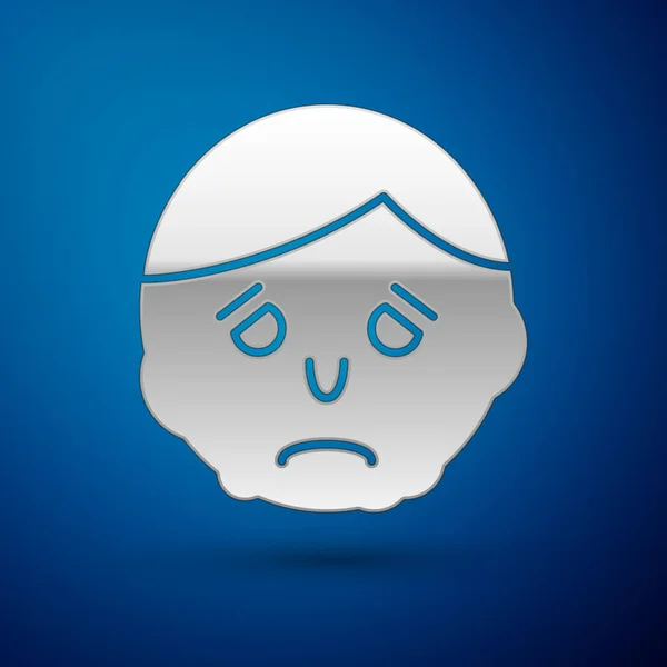 Ezüst gyulladás az arcon ikon elszigetelt kék alapon. Vektorillusztráció — Stock Vector