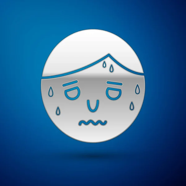 Argento Uomo con eccessiva icona sudorazione isolato su sfondo blu. Illustrazione vettoriale — Vettoriale Stock