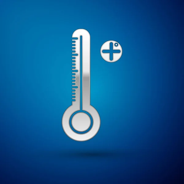 Silver Medical ψηφιακό θερμόμετρο για ιατρική εξέταση εικονίδιο απομονώνονται σε μπλε φόντο. Εικονογράφηση διανύσματος — Διανυσματικό Αρχείο