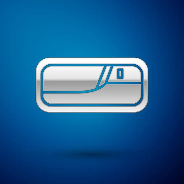 Silver Car manija de la puerta icono aislado sobre fondo azul. Ilustración vectorial — Vector de stock