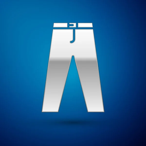 Pantalon en argent icône isolée sur fond bleu. Illustration vectorielle — Image vectorielle