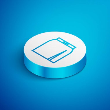 Isome çizgisi etek simgesi mavi arkaplanda izole edildi. Beyaz daire düğmesi. Vektör İllüstrasyonu