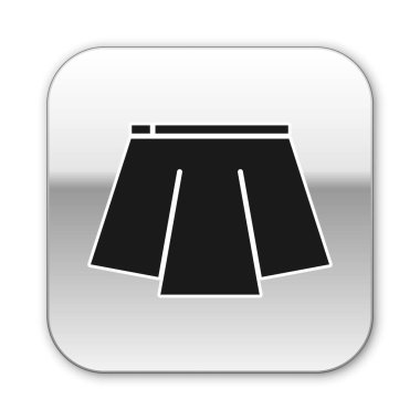 Siyah etek simgesi beyaz arkaplanda izole edildi. Gümüş kare düğme. Vektör İllüstrasyonu