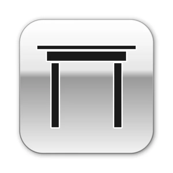 Icono de tabla de madera negro aislado sobre fondo blanco. Botón cuadrado plateado. Ilustración vectorial — Vector de stock