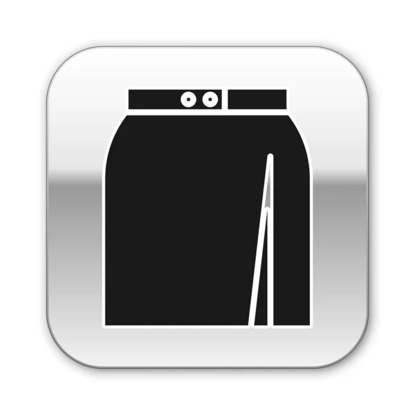 Czarna ikona spódnicy izolowana na białym tle. Srebrny przycisk. Ilustracja wektora — Wektor stockowy