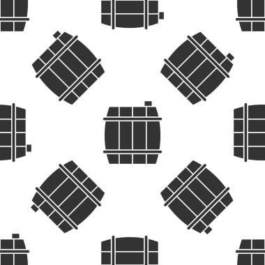 Gri ahşap varil ikonu beyaz arka planda izole edilmiş pürüzsüz desen. Alkol fıçısı, içki kabı, bira için tahta fıçı, viski, şarap. Vektör İllüstrasyonu