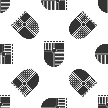 Oyun ikonu için Gri Kalkan beyaz arka planda izole edilmiş kusursuz desen. Vektör İllüstrasyonu