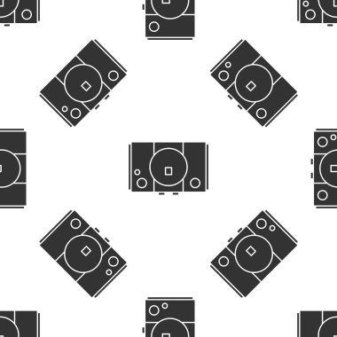 Gri Oyun konsol simgesi beyaz arkaplanda izole edilmiş kusursuz desen. Vektör İllüstrasyonu