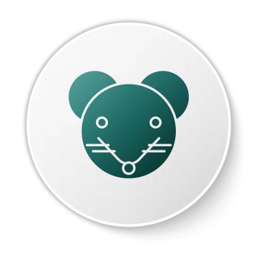 Yeşil Sıçan burç simgesi beyaz arkaplanda izole edildi. Astrolojik yıldız falı koleksiyonu. Beyaz daire düğmesi. Vektör İllüstrasyonu