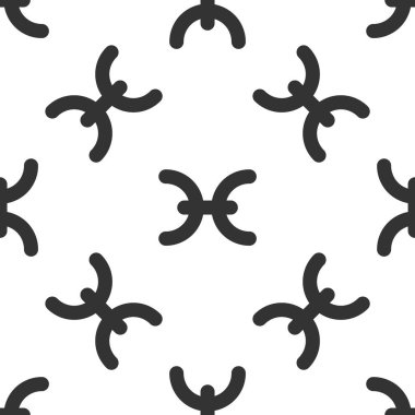 Gri Balık burcu burcu simgesi beyaz arka planda izole edilmiş pürüzsüz desen. Astrolojik yıldız falı koleksiyonu. Vektör İllüstrasyonu