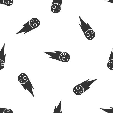 Gri Kuyrukluyıldız hızla yere düşüyor. Beyaz arka planda izole edilmiş, pürüzsüz bir desen. Vektör İllüstrasyonu