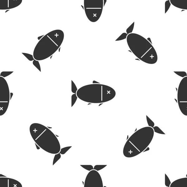 Grå fisk ikon isolerad sömlös mönster på vit bakgrund. Vektor Illustration — Stock vektor