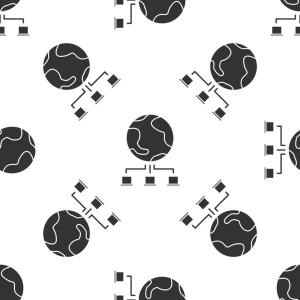Ícone de rede de computador cinza isolado padrão sem costura no fundo branco. Jogos online. Rede de portáteis. Ligação à Internet. Ilustração vetorial — Vetor de Stock