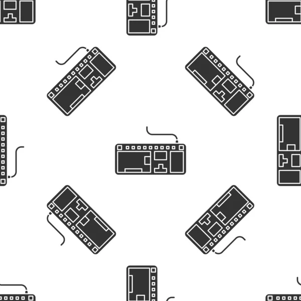 Grå dator tangentbord ikon isolerad sömlös mönster på vit bakgrund. Komponentskylt. Vektor Illustration — Stock vektor
