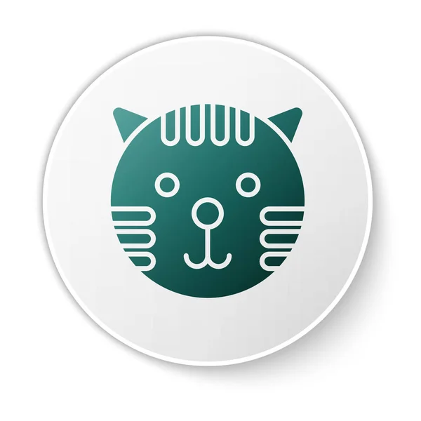Zelený tygr znamení ikona izolované na bílém pozadí. Astrologická sbírka horoskopů. Bílý knoflík. Vektorová ilustrace — Stockový vektor