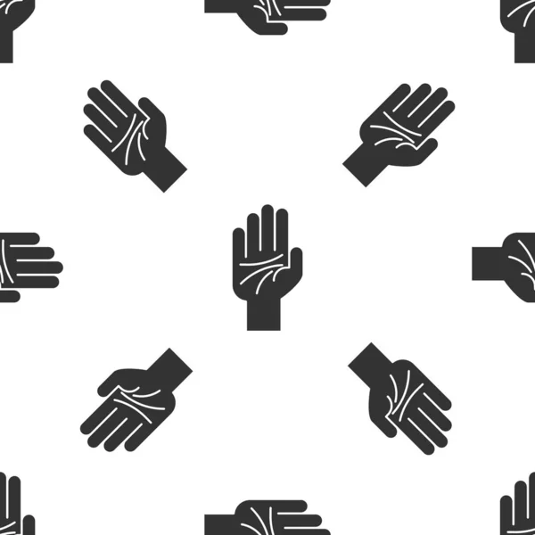 Gris quiromancia del icono de la mano aislado patrón sin costuras sobre fondo blanco. Ilustración vectorial — Archivo Imágenes Vectoriales