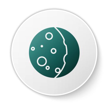 Beyaz arkaplanda izole edilmiş güneş ikonunun yeşil tutulması. Tam sonar tutulması. Beyaz daire düğmesi. Vektör İllüstrasyonu