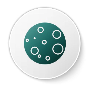 Yeşil Ay simgesi beyaz arkaplanda izole edildi. Beyaz daire düğmesi. Vektör İllüstrasyonu