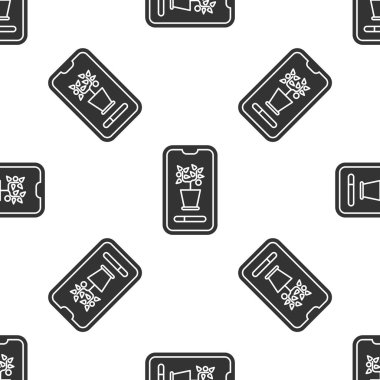 Gri Akıllı kontrol sistemi mobil uygulama simgesi beyaz arka planda izole edilmiş kusursuz desen. Vektör İllüstrasyonu