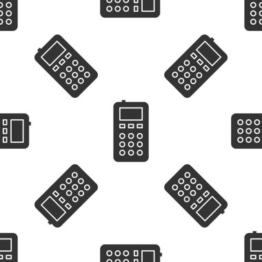 Gri uzaktan kumanda simgesi beyaz arka planda yalıtılmış Dikişsiz desen. Vektör Illustration