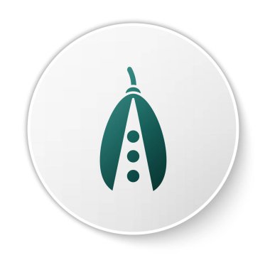 Yeşil Böbrek fasulyesi ikonu beyaz arka planda izole edilmiş. Beyaz daire düğmesi. Vektör İllüstrasyonu