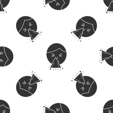 Gri Adam mendil ya da peçeteyi akıcı burun ikonuna tutarak beyaz arka planda izole edilmiş pürüzsüz desen oluşturdu. Coryza hastalığının belirtileri. Vektör İllüstrasyonu