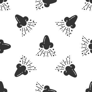 Gri burun ikonu beyaz arka planda izole edilmiş pürüzsüz desen. Rhinitis semptomları, tedavi. Burun ve hapşırma. Burun hastalıkları. Vektör İllüstrasyonu