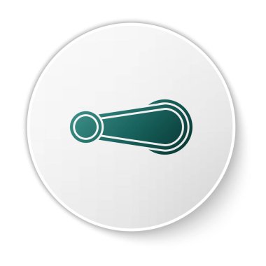 Yeşil araba kapı kolu simgesi beyaz arkaplanda izole edilmiş. Beyaz daire düğmesi. Vektör İllüstrasyonu