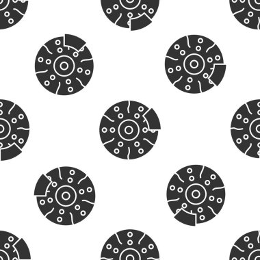 Caliper simgesi olan gri araba fren diski beyaz arka planda izole edilmiş. Vektör İllüstrasyonu