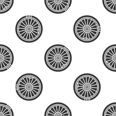 Gri Araba Tekerleği simgesi beyaz arka planda izole edilmiş. Vektör İllüstrasyonu