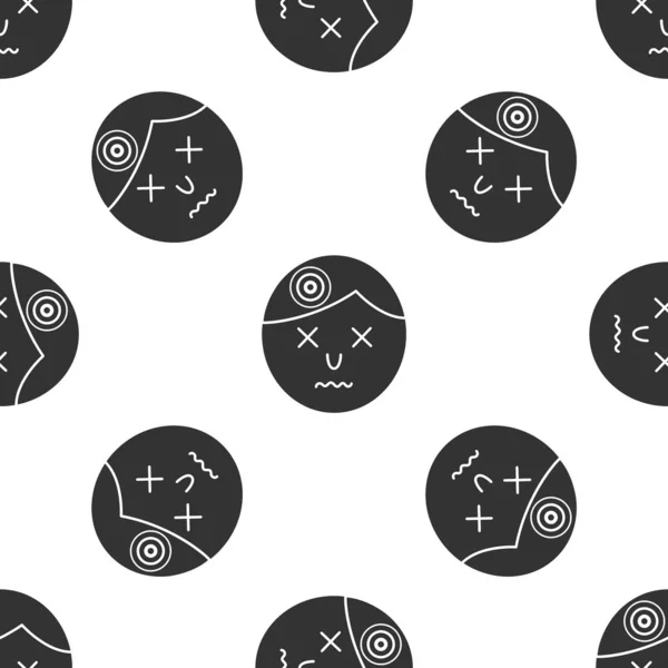 Grey Man having headache, migraine icon isolated seamless pattern on white background. Vector Illustration — 스톡 벡터