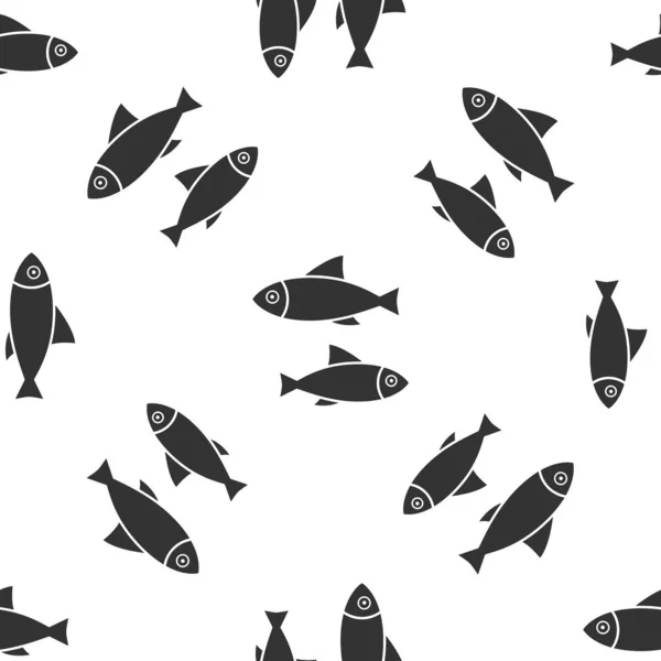Grå fisk ikon isolerad sömlös mönster på vit bakgrund. Vektor Illustration — Stock vektor