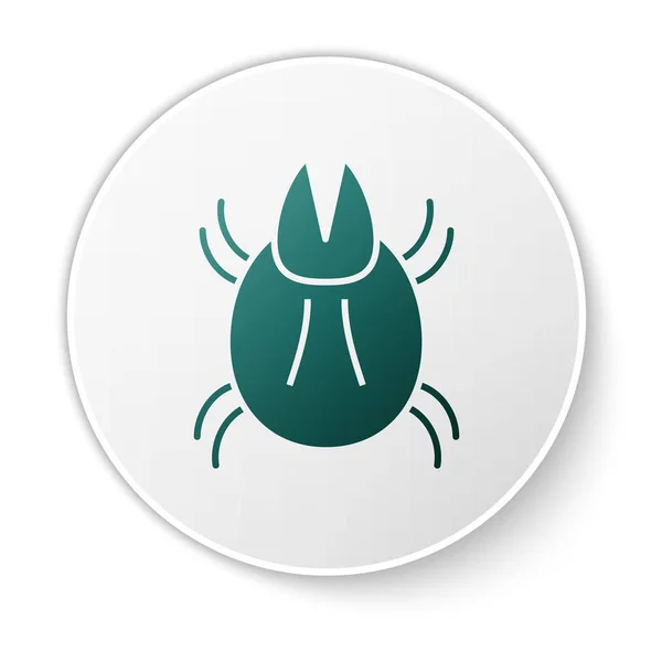 Green Parasite mite icon isolated on white background. White circle button. Vector Illustration — Stock Vector