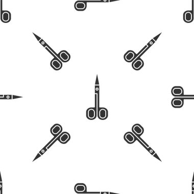 Gri Makas simgesi, beyaz arkaplanda izole edilmiş, pürüzsüz desen. Alet kesme işareti. Vektör İllüstrasyonu
