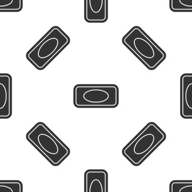 Köpük ikonlu gri sabun kalıbı beyaz arka planda izole edilmiş. Köpüklü sabun çubuğu. Vektör İllüstrasyonu