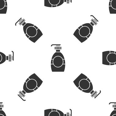 Gri şişe antibakteriyel sabun, beyaz arka planda izole edilmiş ikon. Dezenfeksiyon, hijyen, cilt bakımı. Vektör İllüstrasyonu