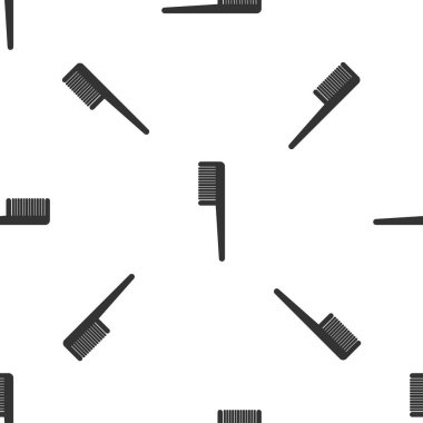 Gri saç fırçası ikonu beyaz arka planda izole edilmiş kusursuz desen. Taraklı saç işareti. Berber sembolü. Vektör İllüstrasyonu