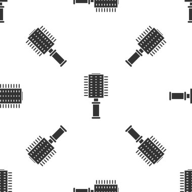 Gri saç fırçası ikonu beyaz arka planda izole edilmiş kusursuz desen. Taraklı saç işareti. Berber sembolü. Vektör İllüstrasyonu